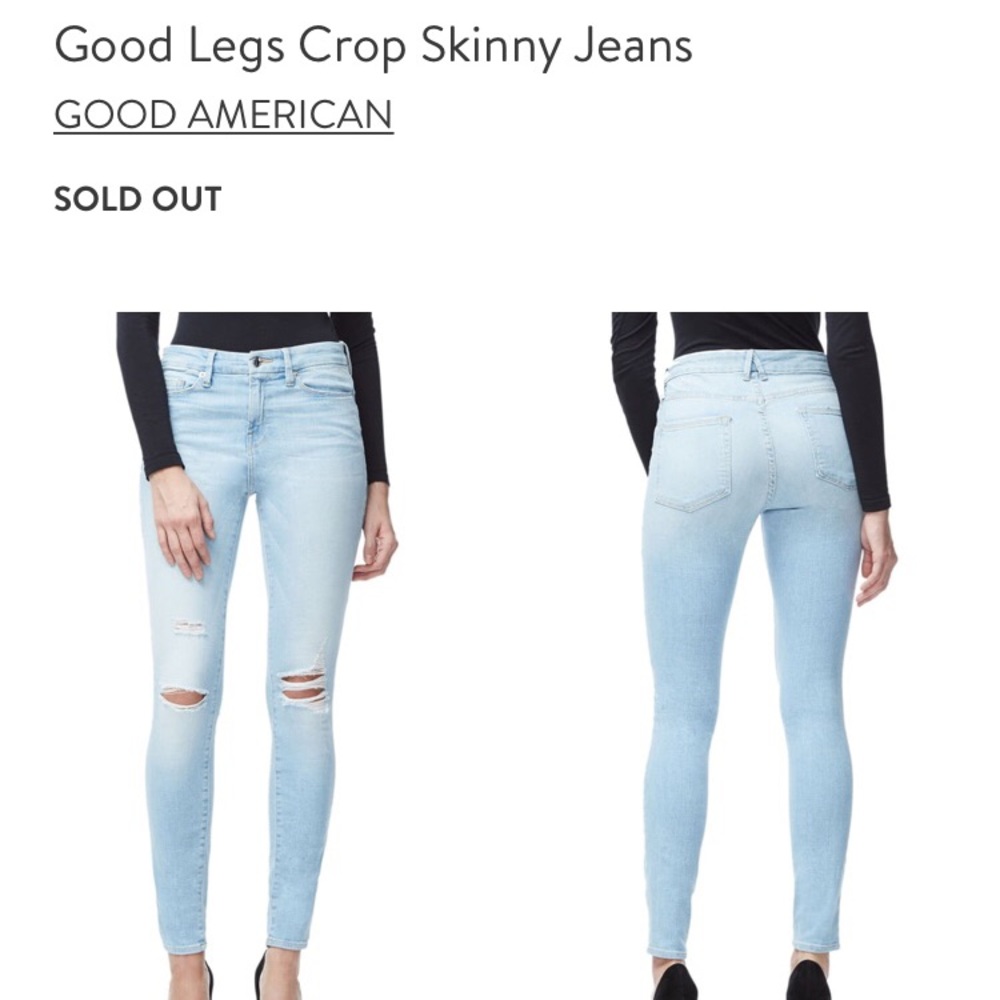 Good American good leg crop skinny jeans sold out